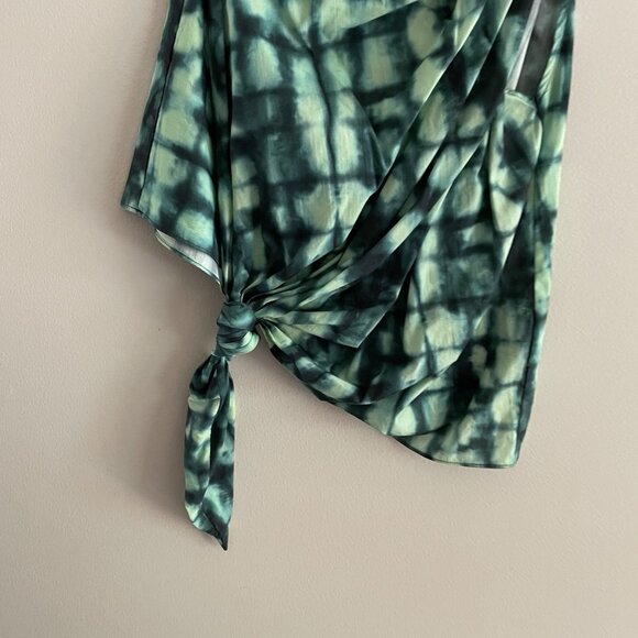 Zara Women S Green Tie Dye Printed Knot Hem Asymmetrical One Shoulder Top NWT - Picture 5 of 12